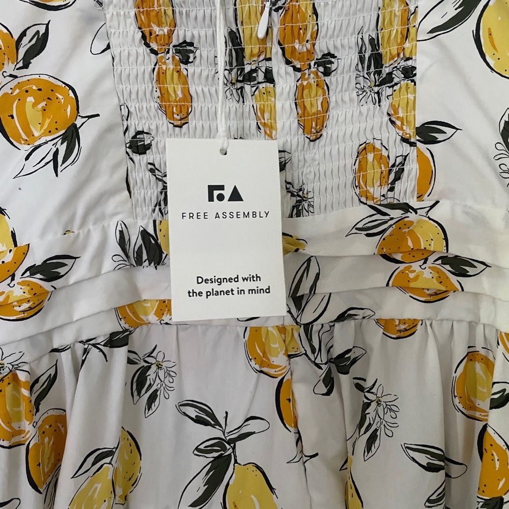 White Lemon Print Midi Dress - Yellow Floral Sundress - Picture 6 of 6